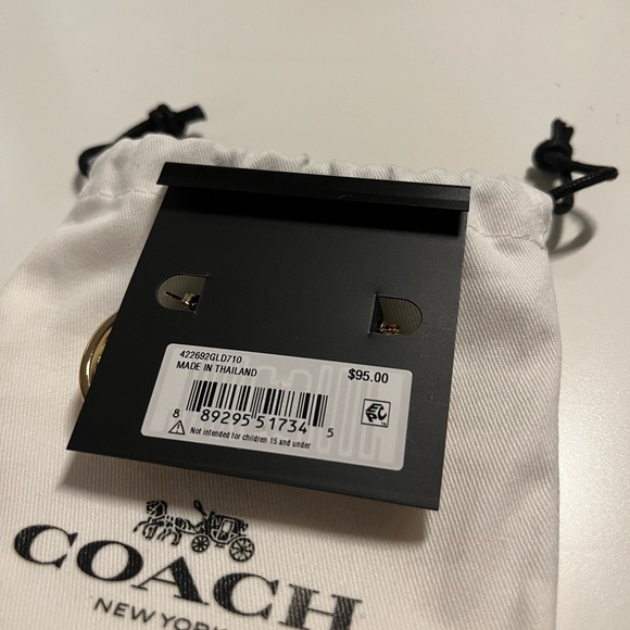 Stunning Gorgeous Gold Coach Hoop Earrings - Picture 5 of 5